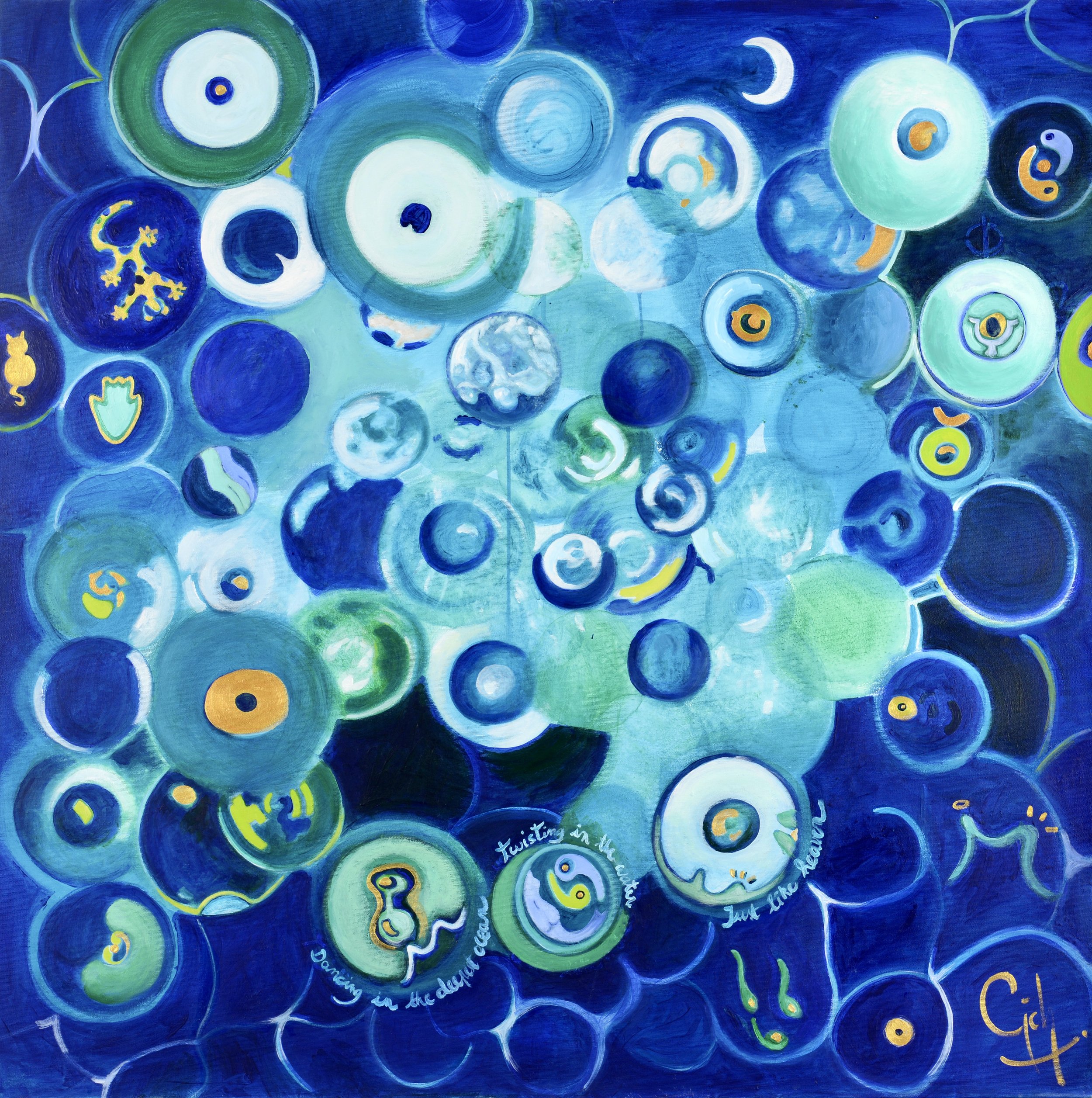 Dancing in the water - Acrylic painting - 100 x 100cm