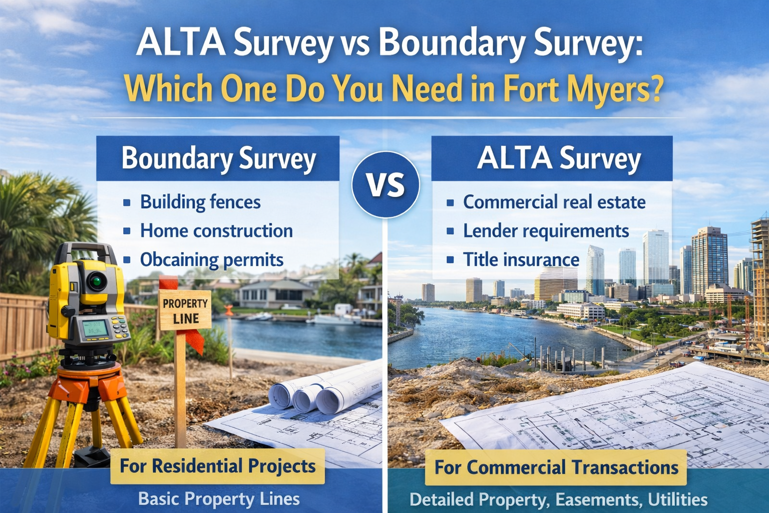 ALTA Survey vs Boundary Survey: Which One Do You Need in Fort Myers?