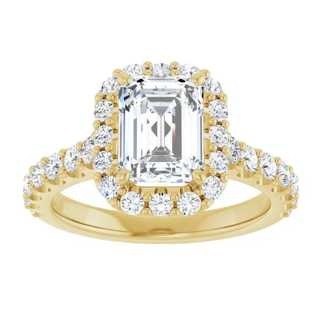 Solitaire with Halo on Diamond Band