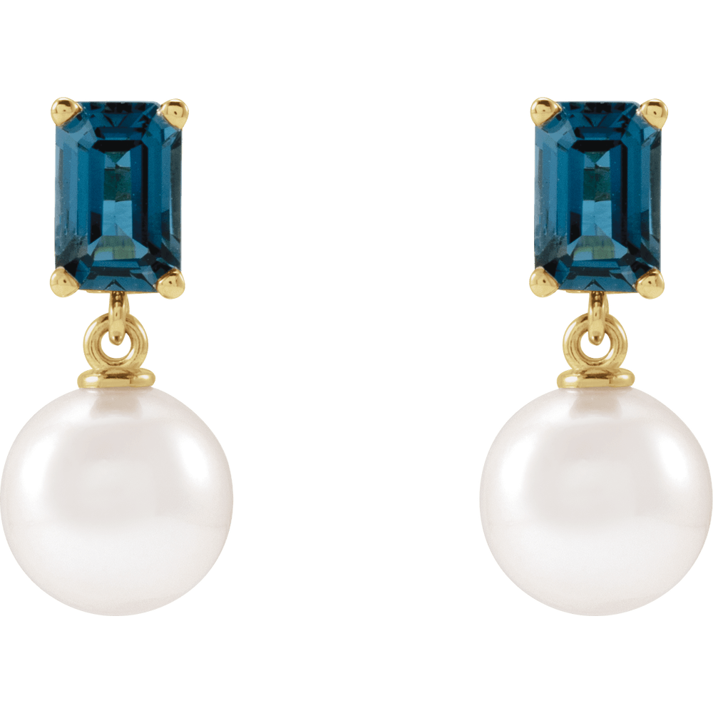 Pearl + Blue Topaz Earrings