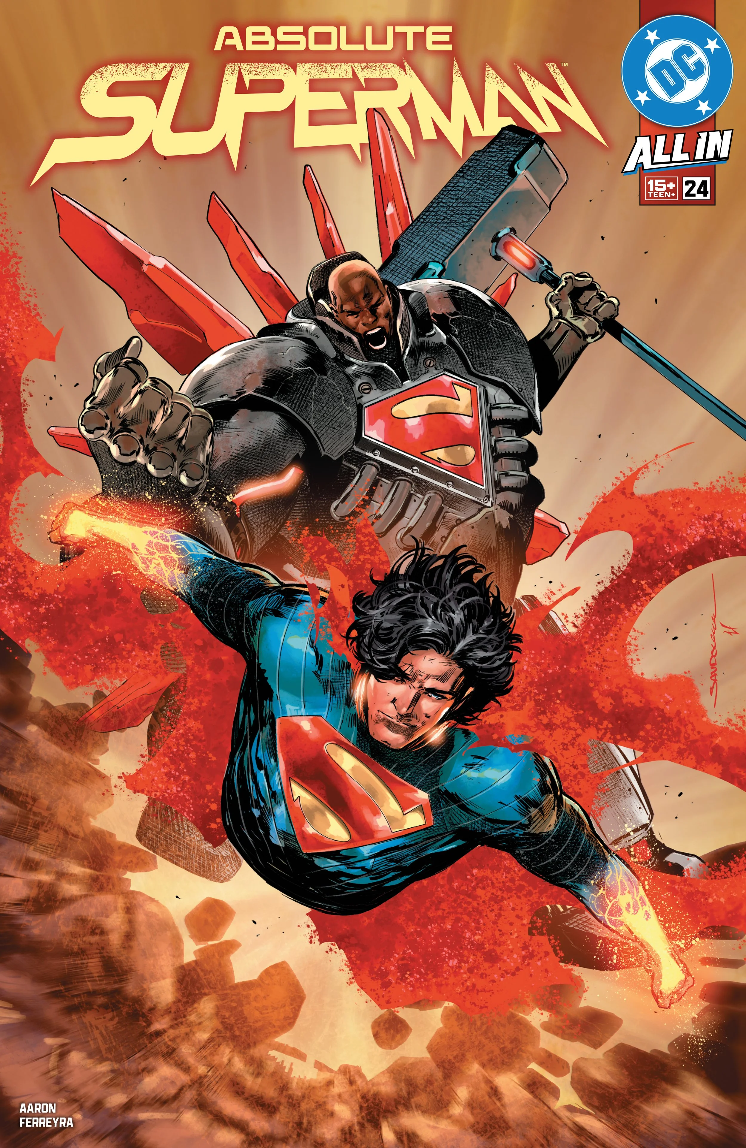 ABSOLUTE SUPERMAN #24 by Jason Aaron, Juan Ferreyra & Becca Carey (DC COMICS) superman and steel flying