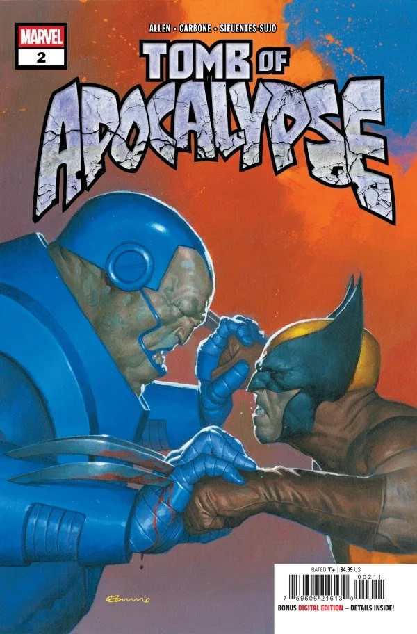 TOMB OF APOCALYPSE #2 by Ashley Allen, Domenico Carbone, Fernando Sifuentes & Joe Sabino (Marvel Comics)  - wolverine fighting with Apocalypse