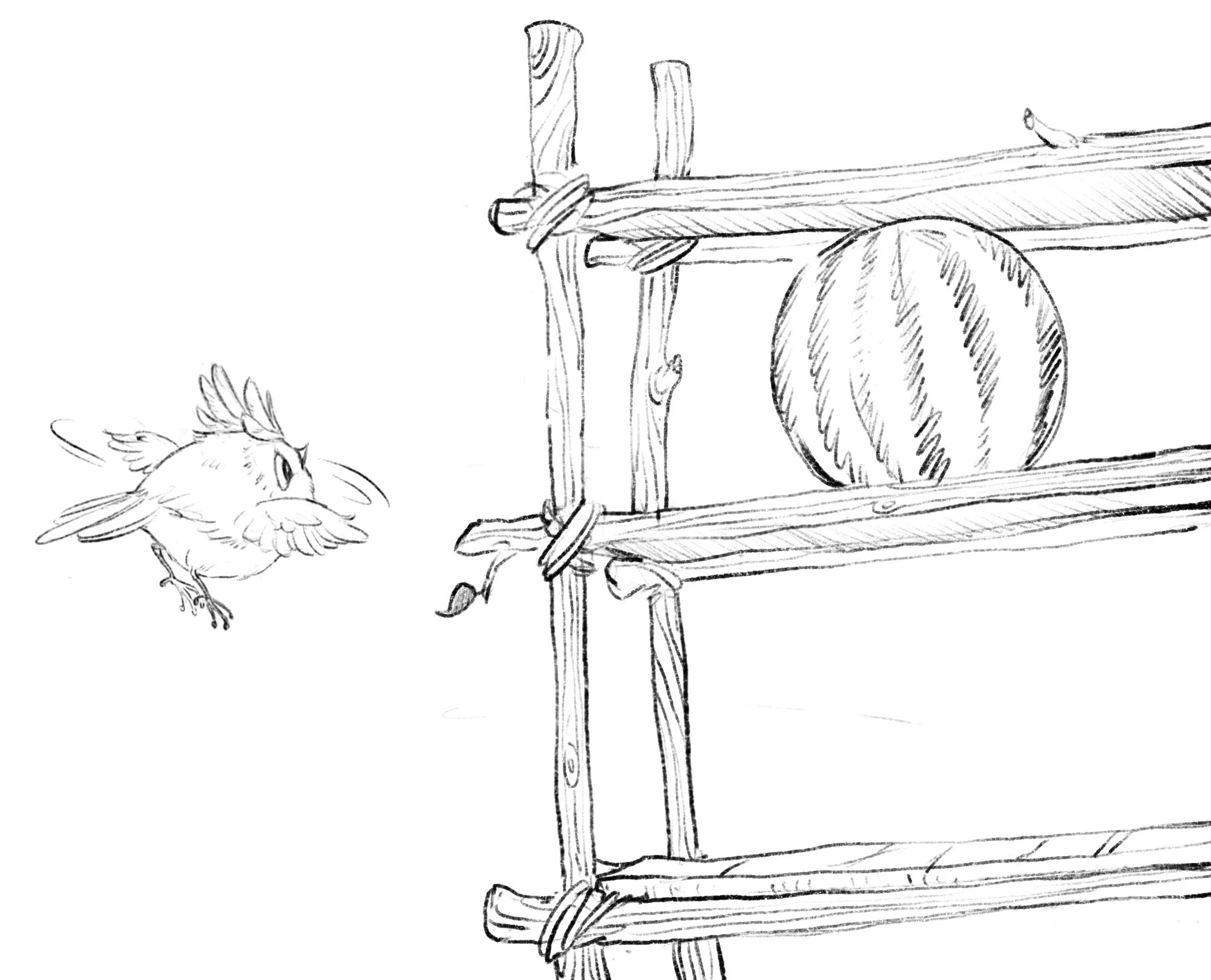 Bonnie looks worried as she notices nearly empty shelves with only one melon left, realizing something is wrong with the fruit supply at the busy juice hut.