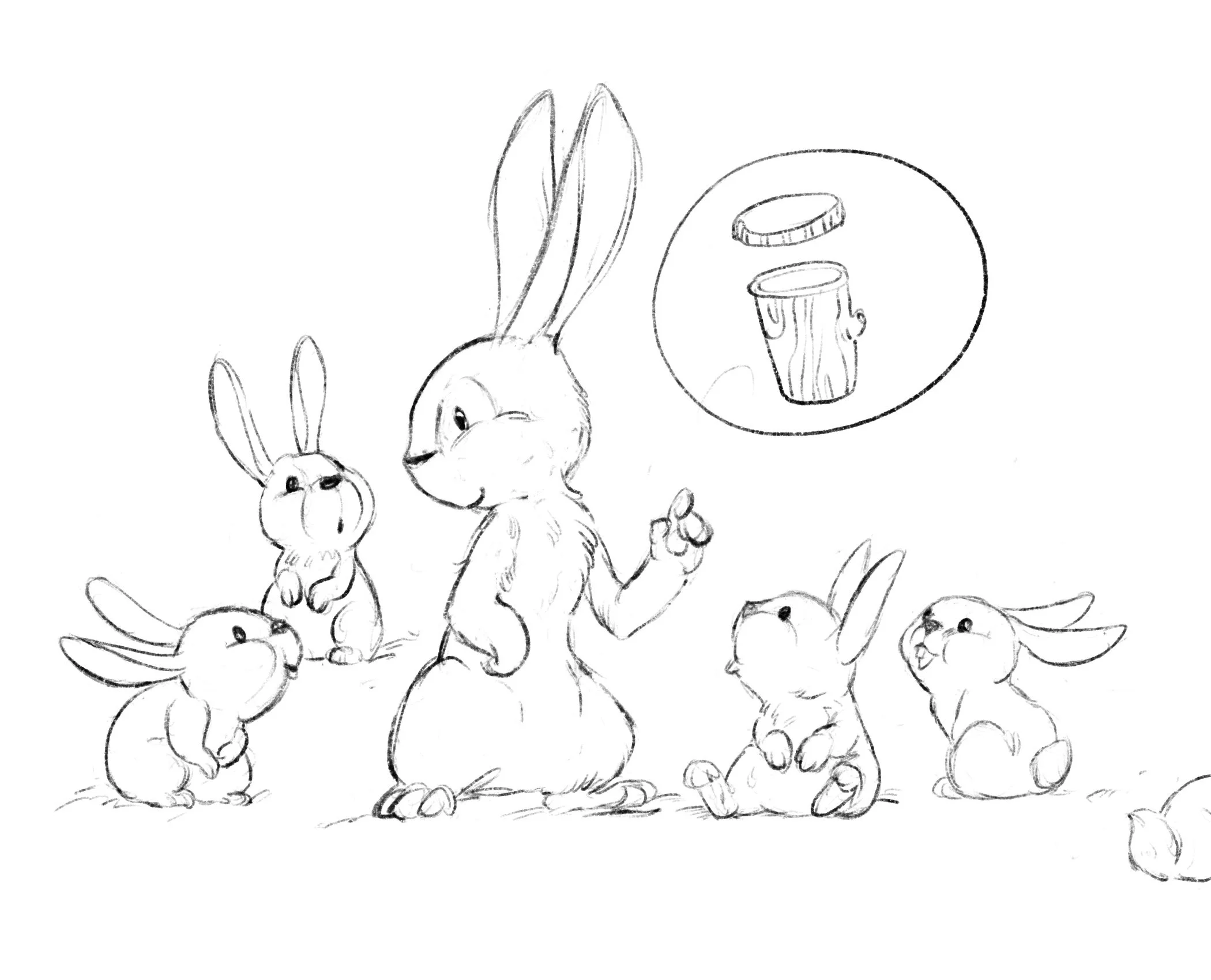 Rachel explains a new idea to the three friends, showing how adding value like lids or extras can improve a product instead of giving less, in a children’s entrepreneurship story.