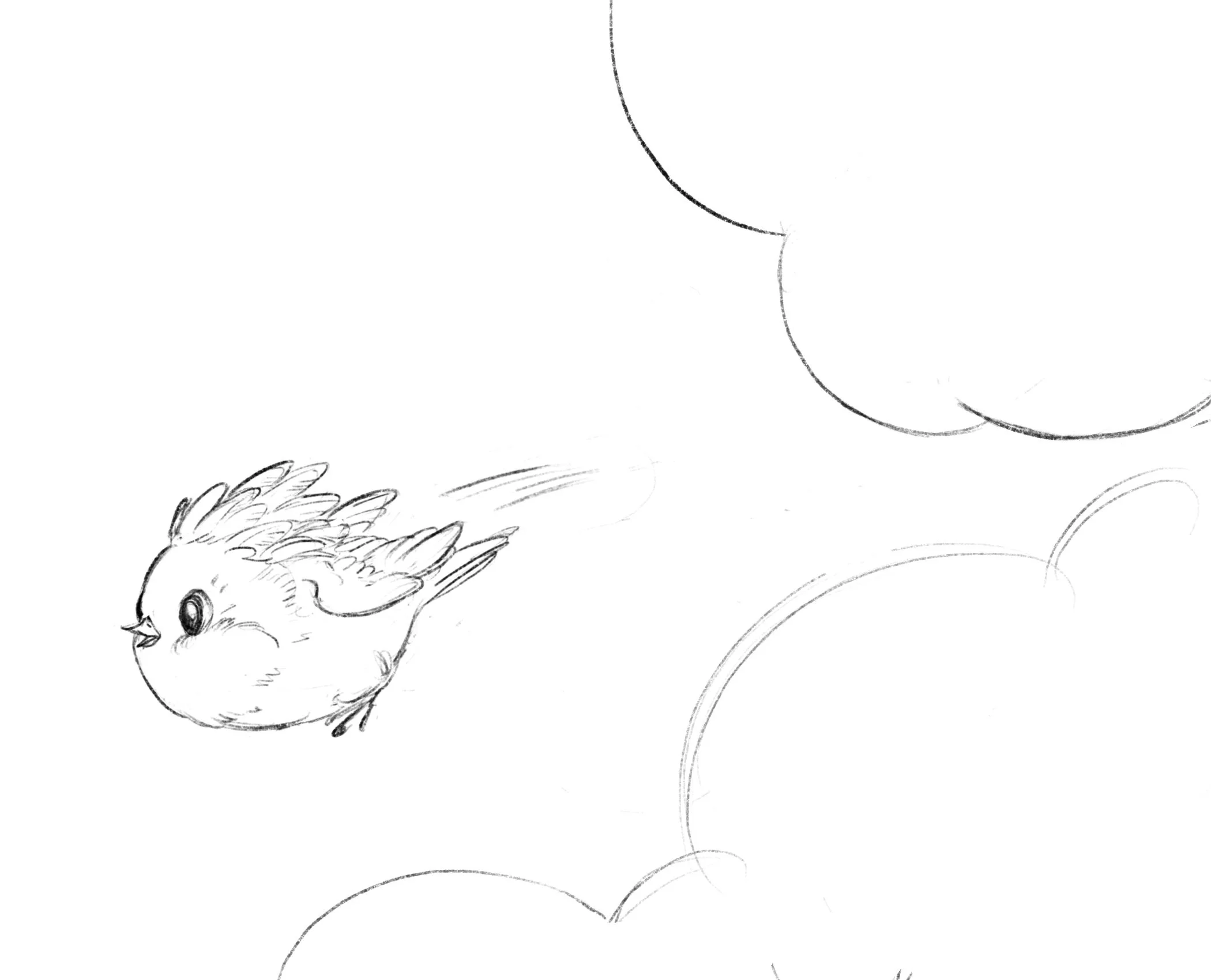 A chatty, cheerful bird named Bonnie flies quickly through the sky after spotting a new village called Orchard Valley across the river, excited to share her discovery with her friends.