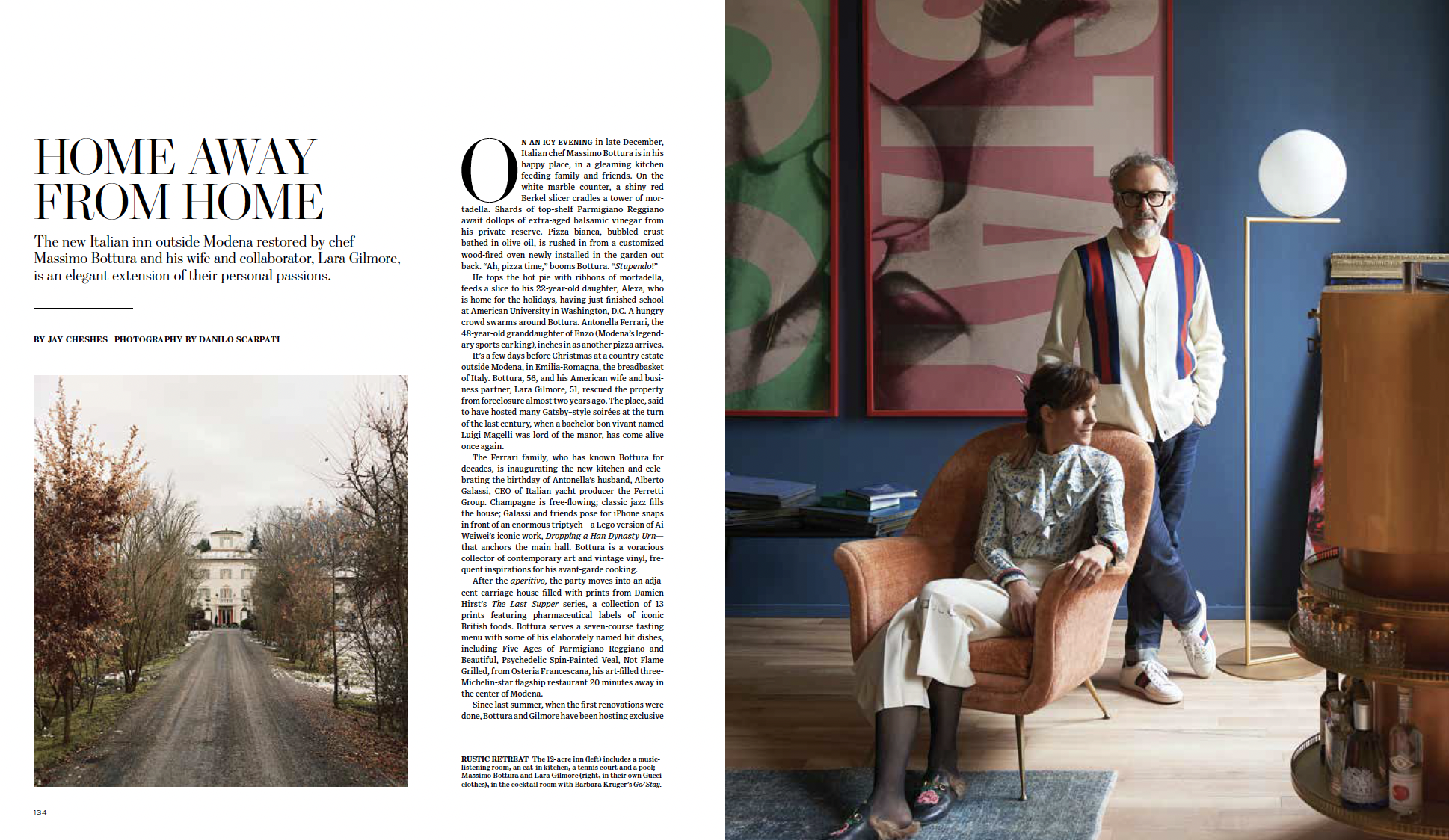 Home Away From Home: The new Italian inn outside Modena restored by chef Massimo Bottura and his wife and collaborator, Lara Gilmore, is an elegant extension of their personal passions