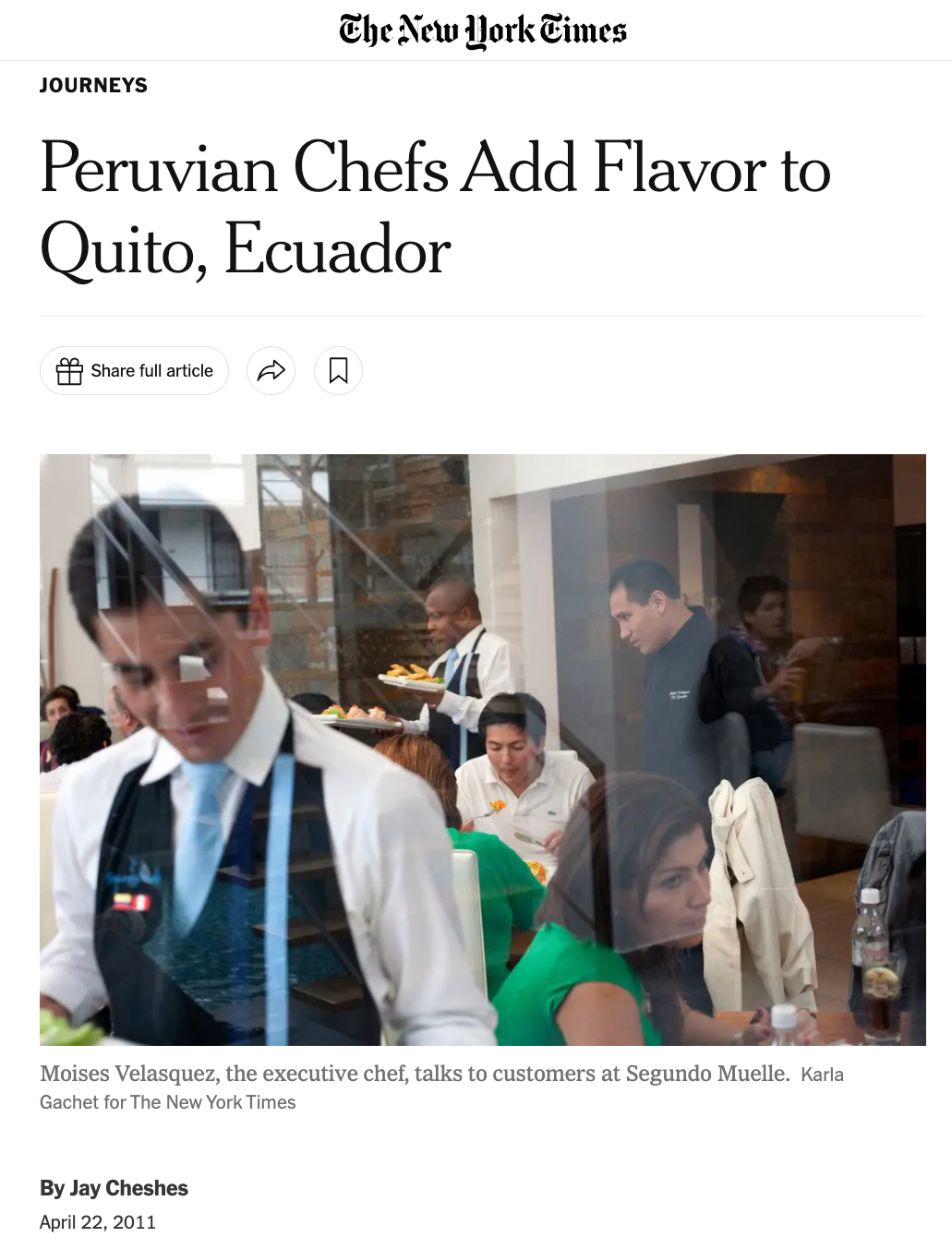 Peruvian Chefs Add Flavor to Quito, Ecuador