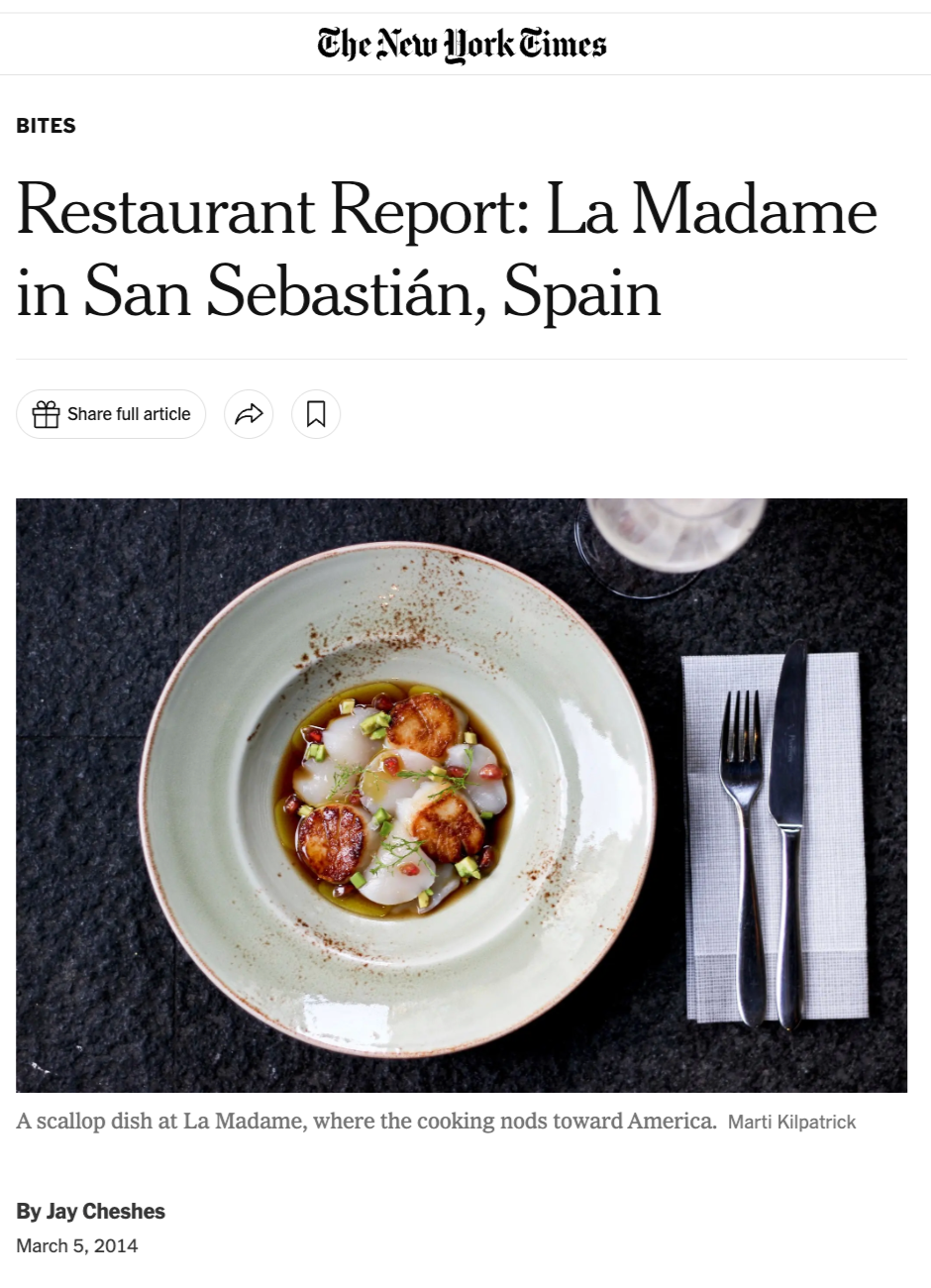 Restaurant Report: La Madame in San Sebastian, Spain
