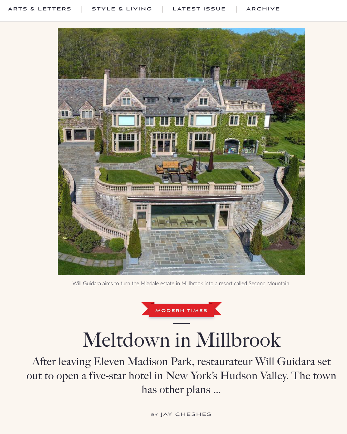 AIR MAIL | After leaving Eleven Madison Park, restaurateur Will Guidara set out to open a five-star hotel in New York’s Hudson Valley. The town has other plans …
