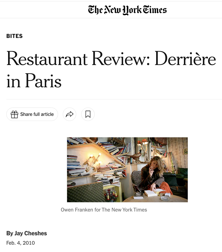Restaurant Review: Derriere in Paris