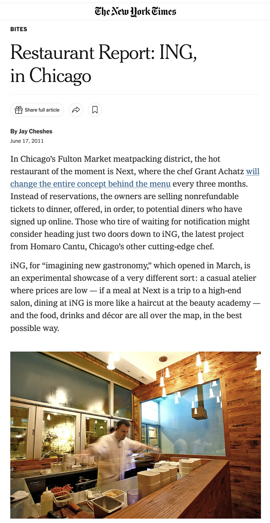 Restaurant Report: ING in Chicago