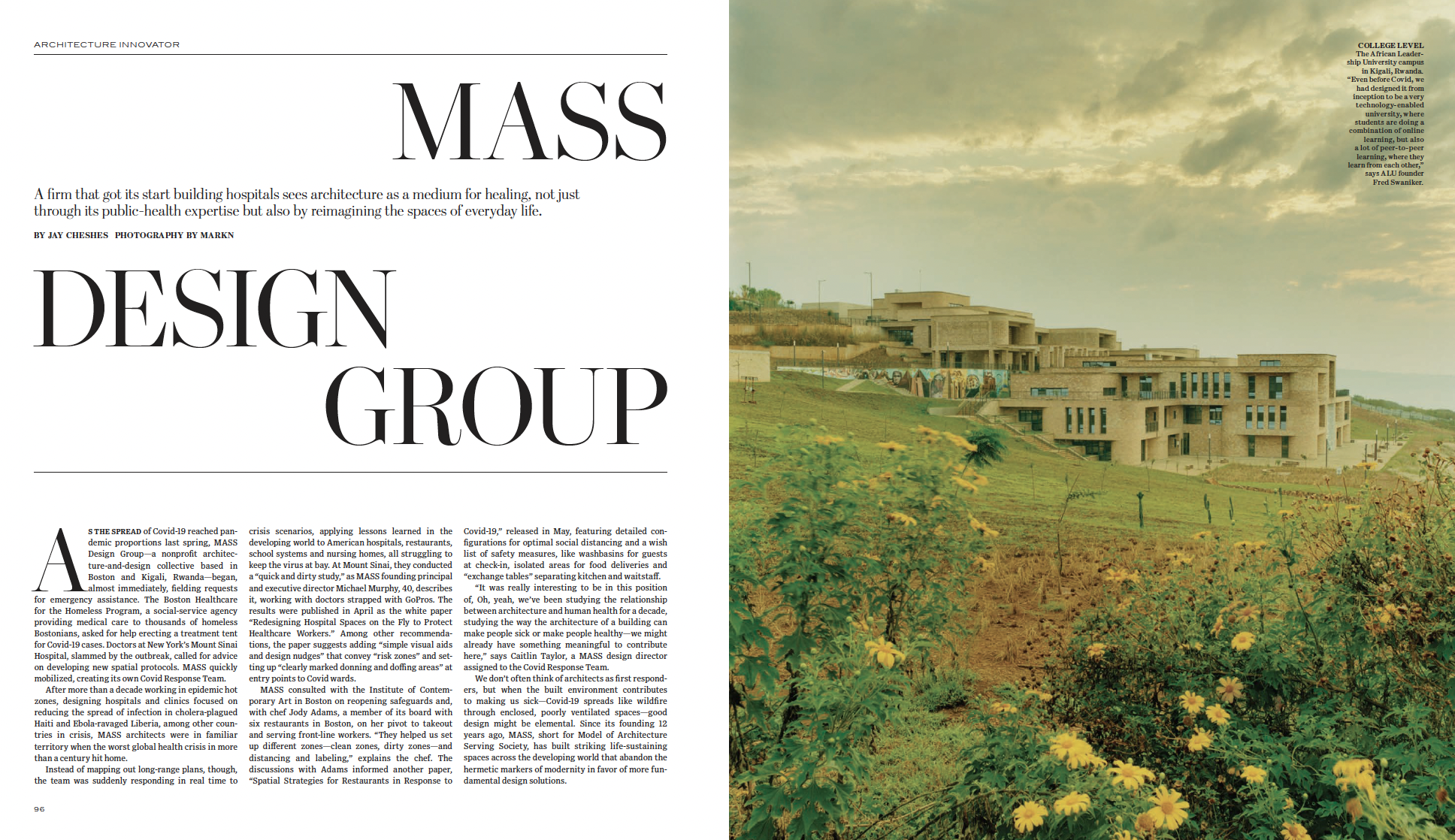 Mass Design Group: A firm that got its start building hospitals sees architecture as a medium for healing, not just through its public-health expertise but also by reimagining the spaces of everyday life