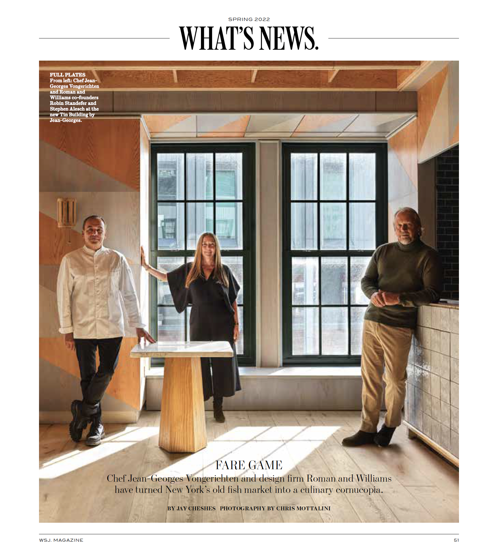 Fare Game: Chef Jean-Georges Vongerichten and design firm Roman and Williams have turned New York’s old fish market into a culinary cornucopia