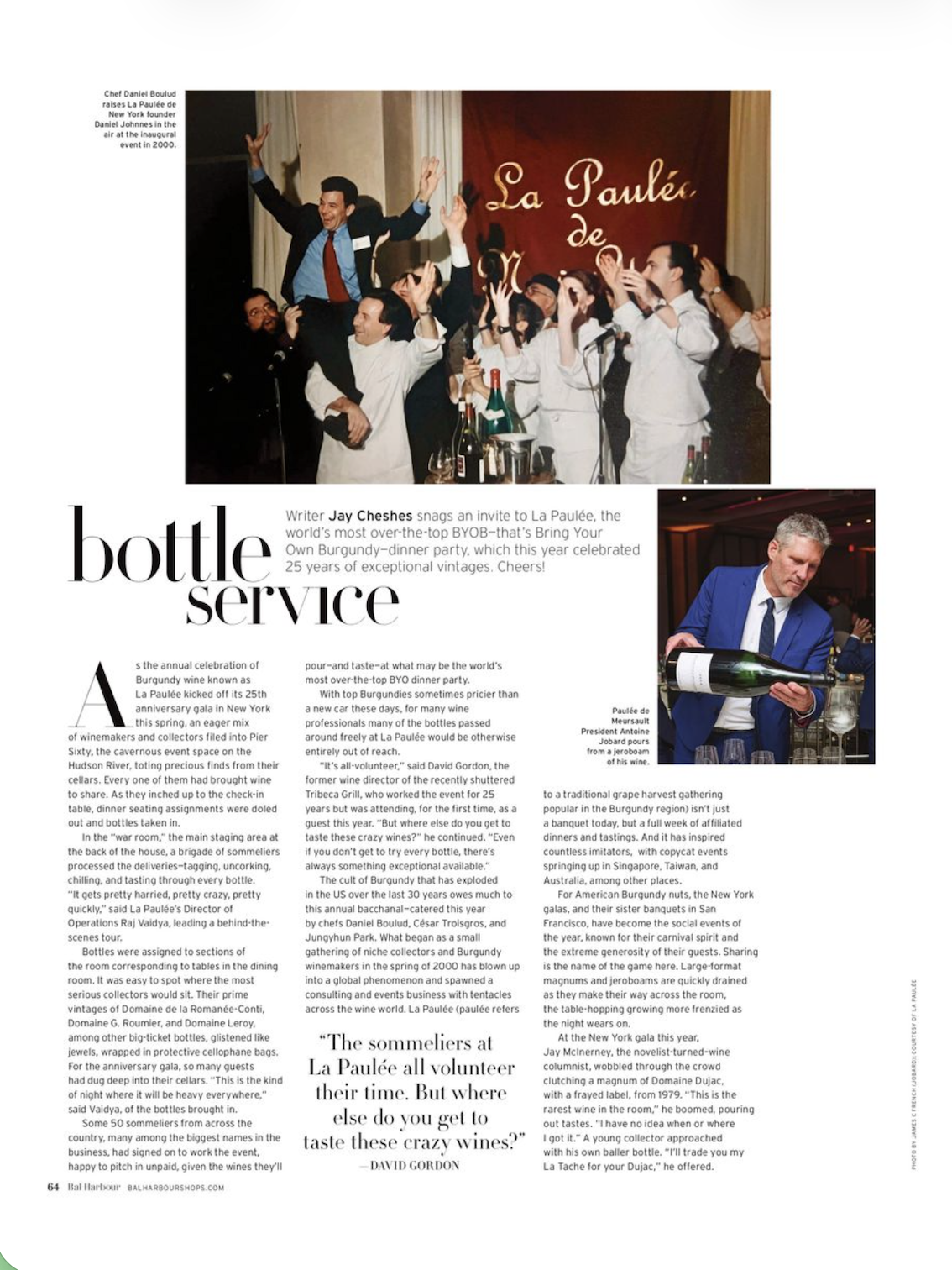 BAL HARBOUR MAGAZINE | Bottle Service: La Paulee