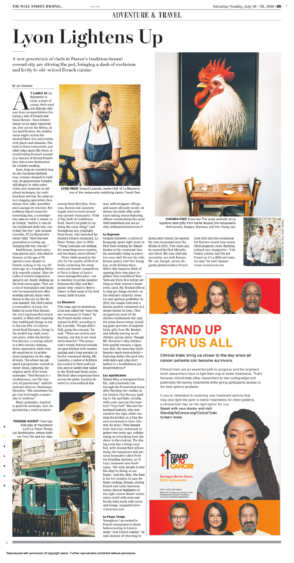 Lyon Lightens Up: A new generation of chefs in France’s tradition-bound second city are stirring the pot, bringing a dash of exoticism
and levity to old-school French cuisine