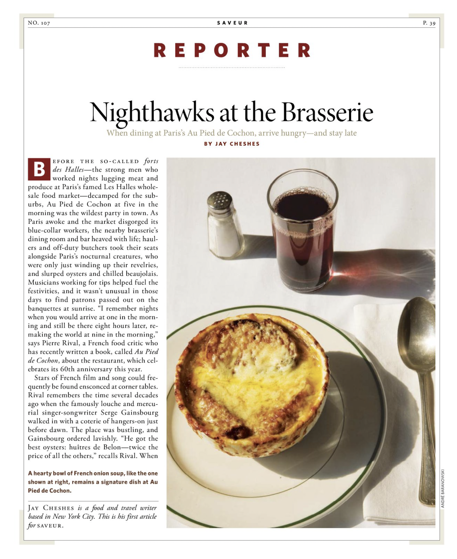 SAVEUR | Nighthawks at the Brasserie: When Dining at Paris' Au Pied de Cochon Arrive Hungry and Stay Late