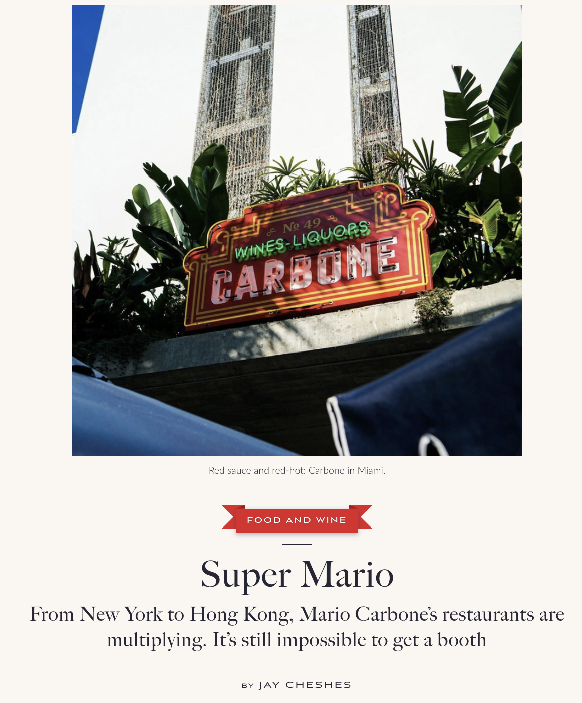 AIR MAIL | Super Mario: From New York to Hong Kong, Mario Carbone’s restaurants are multiplying. It’s still impossible to get a booth