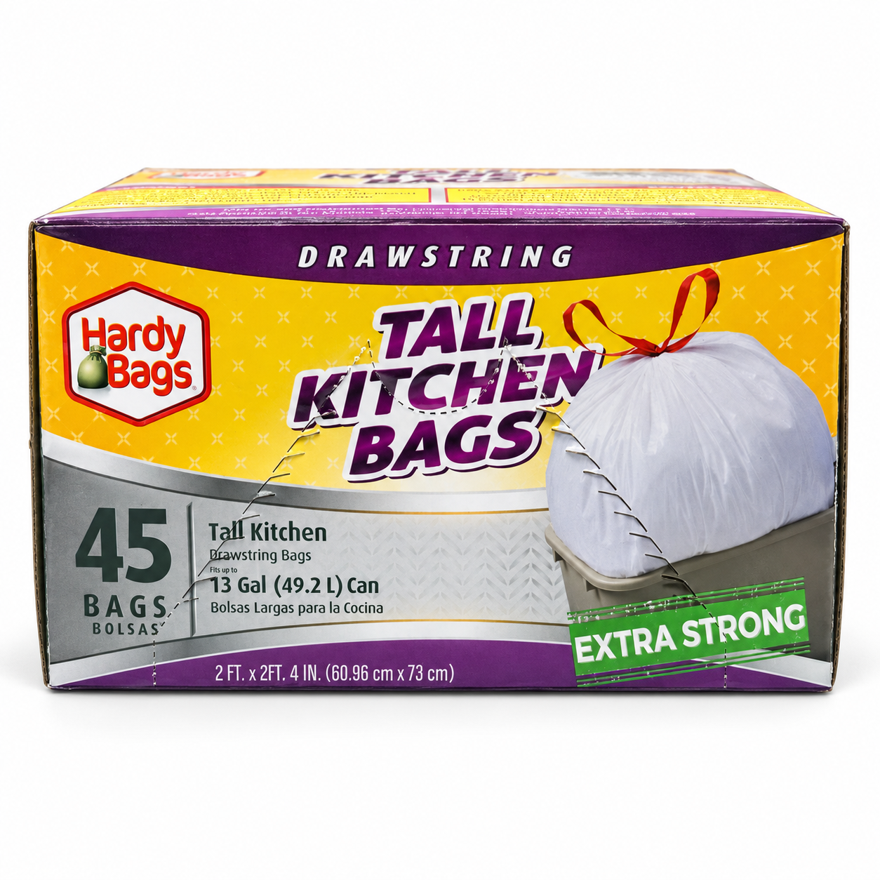 Drawstring Tall Kitchen Bags 13gal 45ct