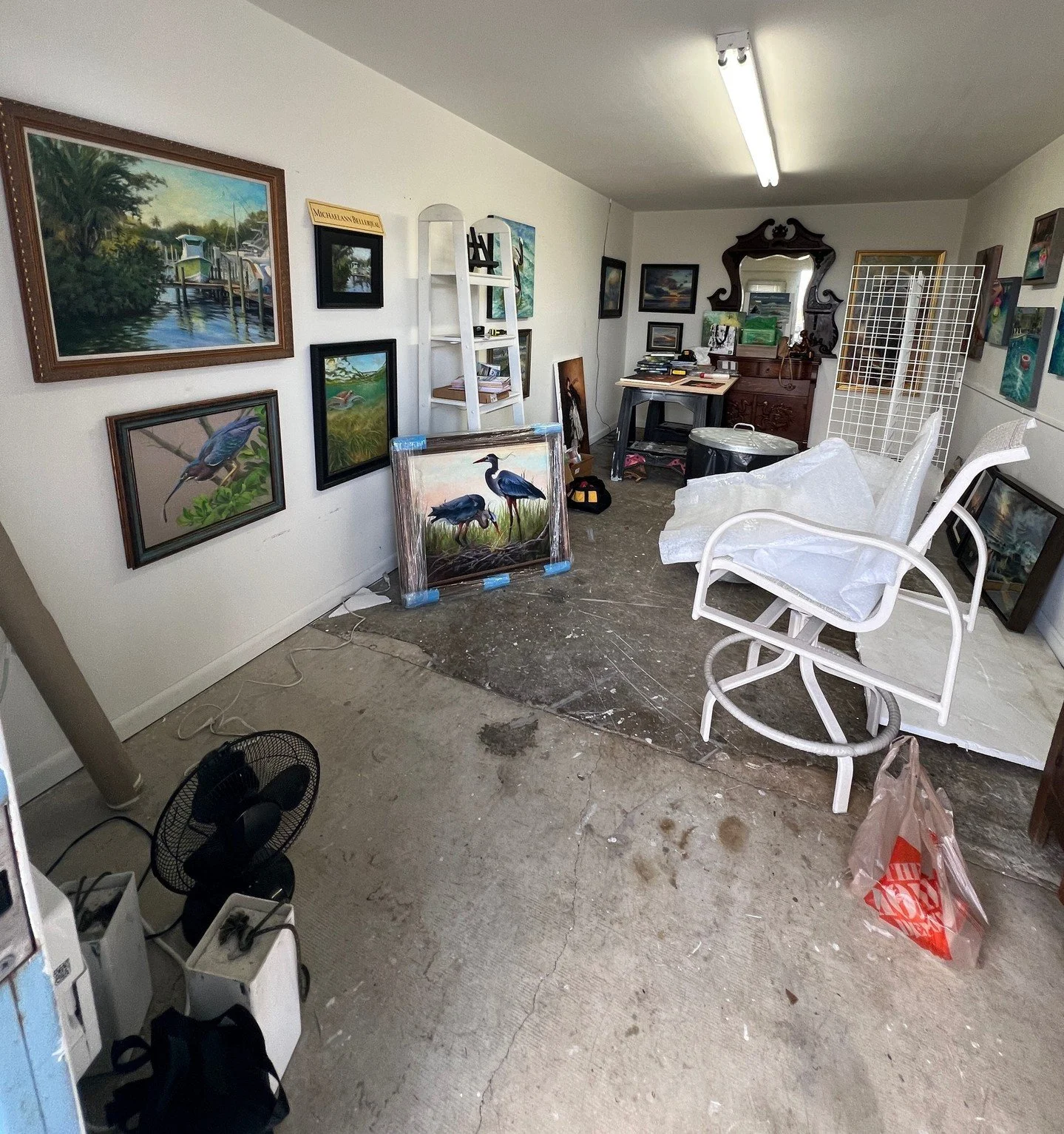 Finally getting Studio #1 ready for the big weekend! @martinartisansguild Annual Open Studio Tour! Tomorrow and Sunday 10-5. 

I had to set up in my &ldquo;messy&rdquo; rented studio space in Jensen Beach because even though I have a new beautiful lo