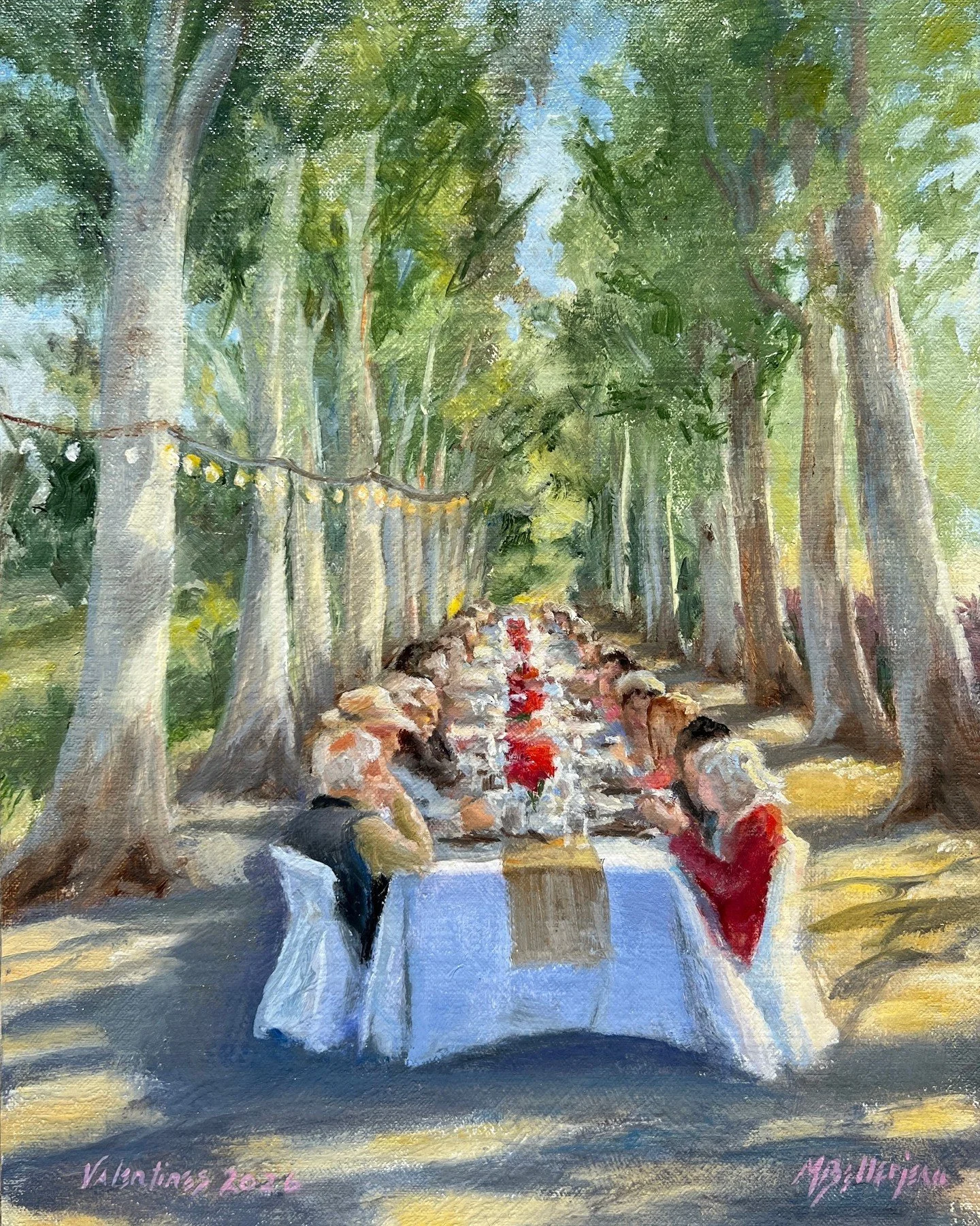 This is late but I&rsquo;m posting anyway because it was so fun!⁠
⁠
I painted again at Kai-Kai Farms, but this time on a warm, golden-lit, memorable Valentine&rsquo;s Day event full of delicious food, soft music, and the hum of sweet conversation fro
