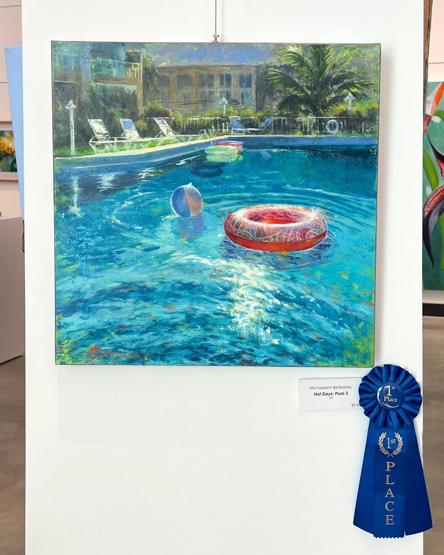 Blown away by a first place for &ldquo;Hot Days: Pool 3&rdquo; oil, 20x20 amongst a talented and inspiring group of women artist members of NAWAFL. Just stunned by the honor, thank you juror Joan Peters-Owner, Joan Peters Gallery, Bradenton, FL for t