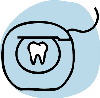 Tooth inside a dental mirror, surrounded by dental tools.