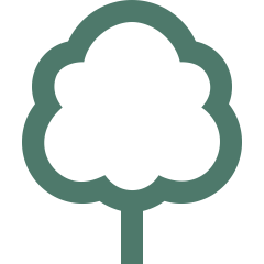 Cloud-shaped icon with a tree silhouette inside