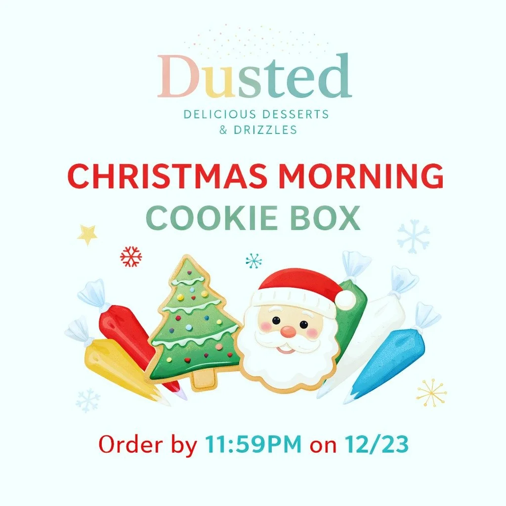 Need a last-minute holiday gift that actually delights? Our new Christmas Morning Cookie Box from Dusted is here to save the day!

This festive decorating kit includes:
🍪 24 handmade sugar cookies
🎨 4 colors of icing
✨ A sprinkle assortment 
📜 Opt