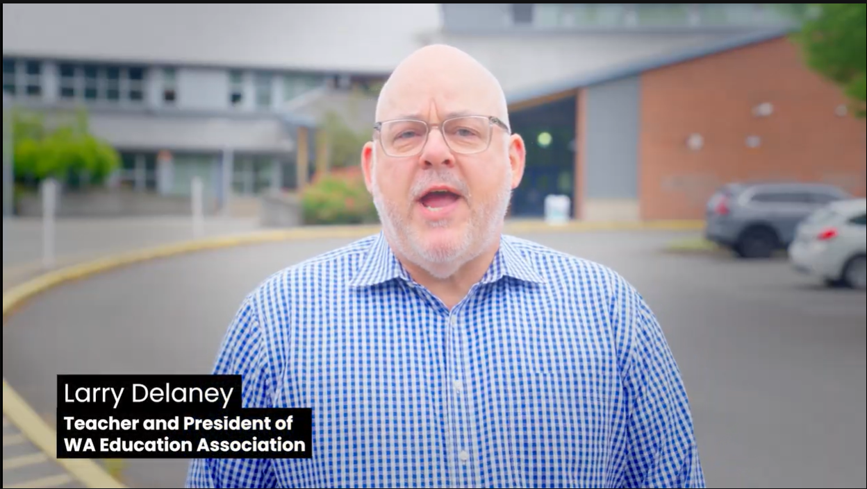 Teacher and WEA President Delaney Releases Video Statement in Advance of Brian Heywood’s Signature Filing for Initiative 645