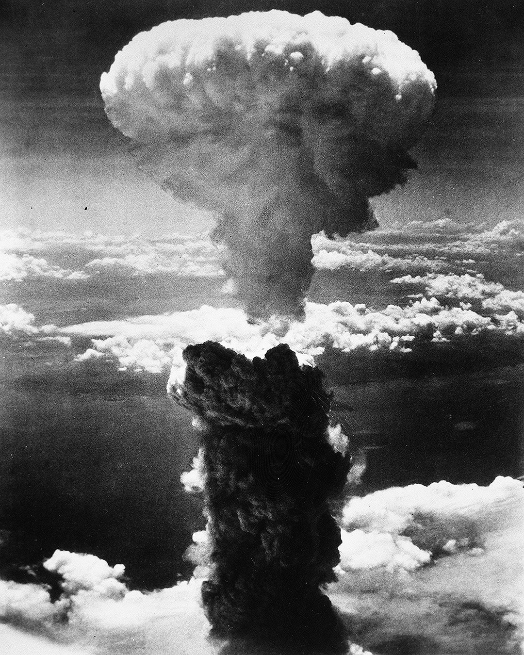 Nuclear mushroom cloud over Nagasaki, Japan