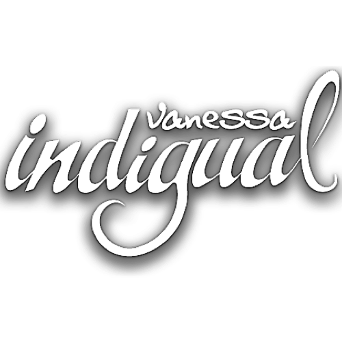 Logo avec le texte 'Vanessa indisciplinée' en style cursif, en blanc sur fond noir.