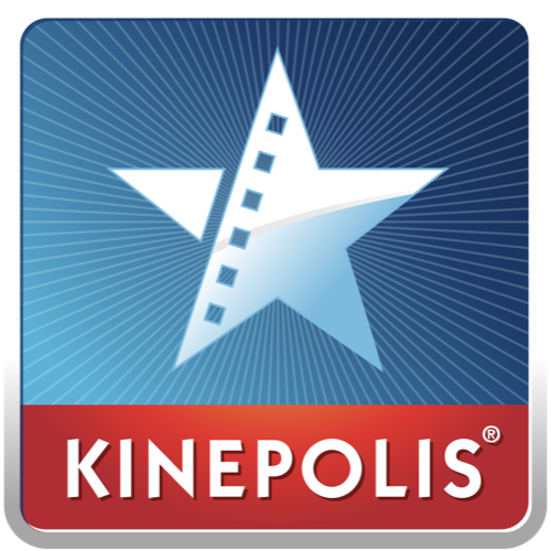 Logo de Kinepolis, une étoile avec une bande de film qui la traverse sur un fond bleu rayonnant.