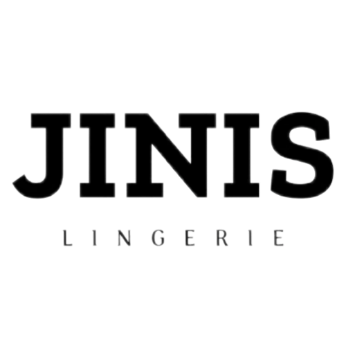 Logo JINIS Lingerie avec texte noir et blanc.