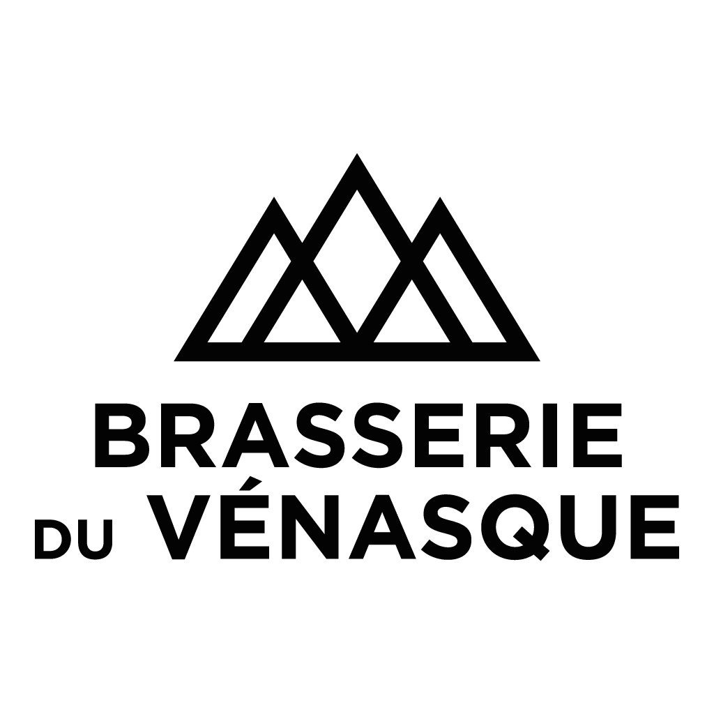 Logo de la Brasserie du Vénasque avec trois sommets de montagne stylisés au-dessus du nom.