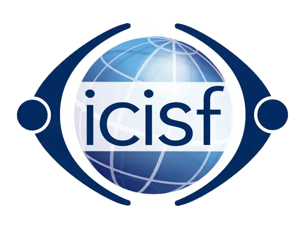 Logo of the International Civil Aviation Safety Foundation (ICISF) featuring a globe with a grid pattern and the letters 'icisf' in the center.