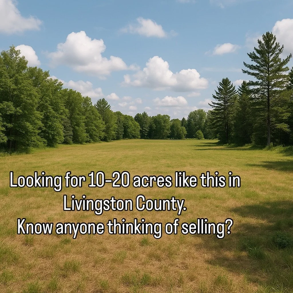 My team and I are helping a buyer looking for acreage in Michigan&mdash;open fields, wooded lots, or anything 10&ndash;20+ acres.
If you know someone who&rsquo;s thought about selling land like this, send me a message or comment &lsquo;info.&rsquo;

