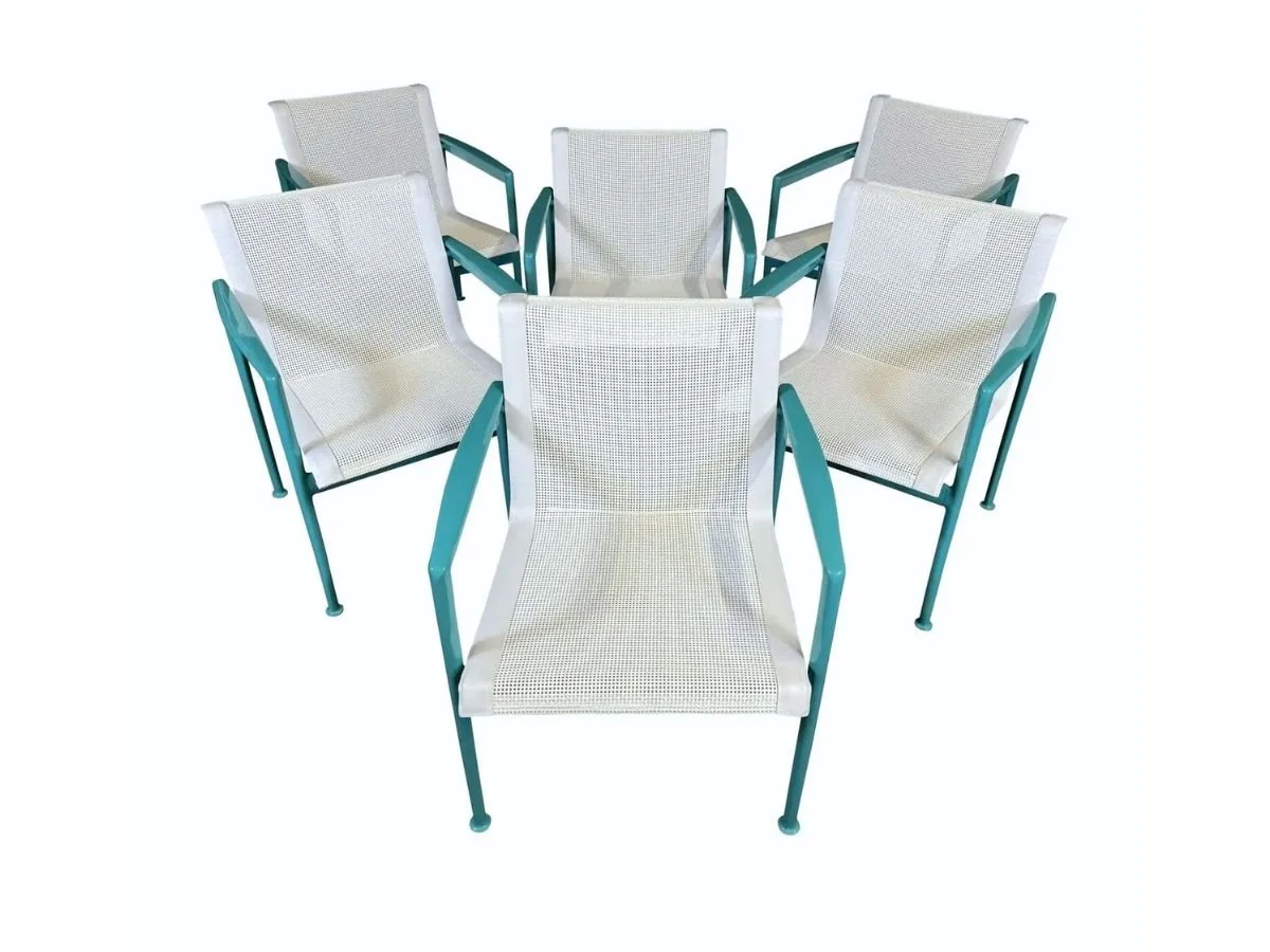 Set Of Six Vintage Mid Century Modern 1966 Leisure Collection Patio Dining Chairs By Richard Schultz For Knoll