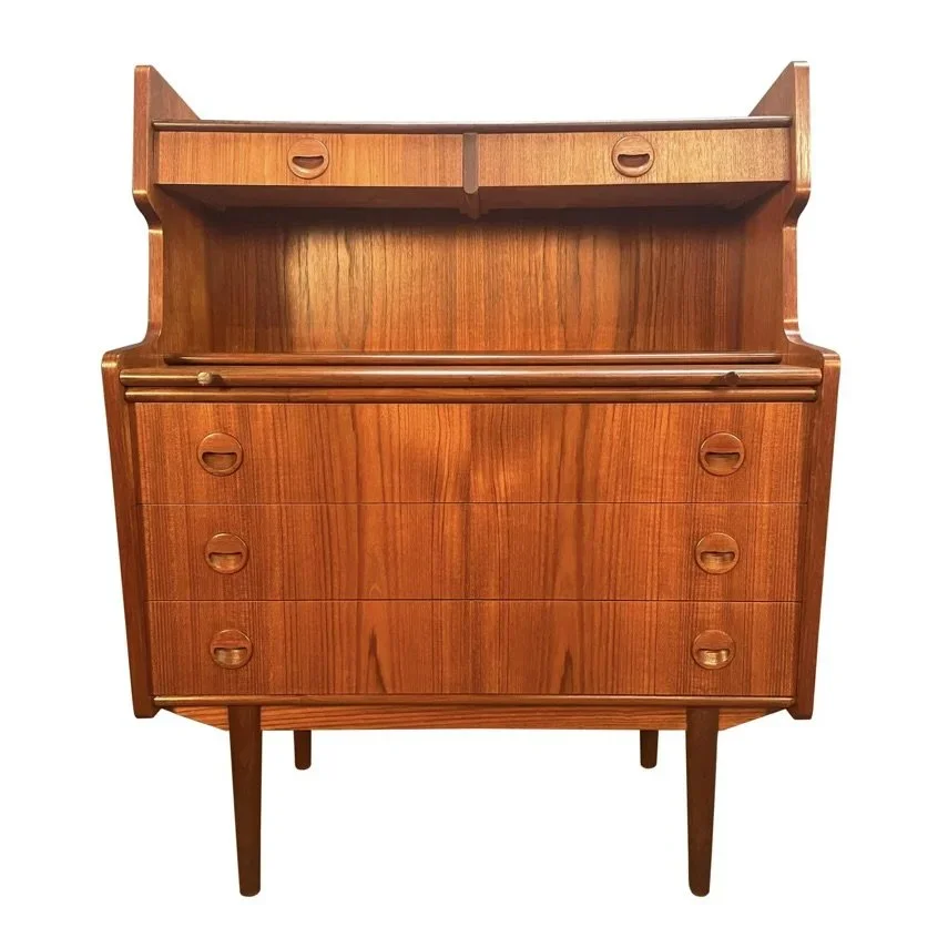 Vintage Danish Mid Century Modern Teak Secretary Desk