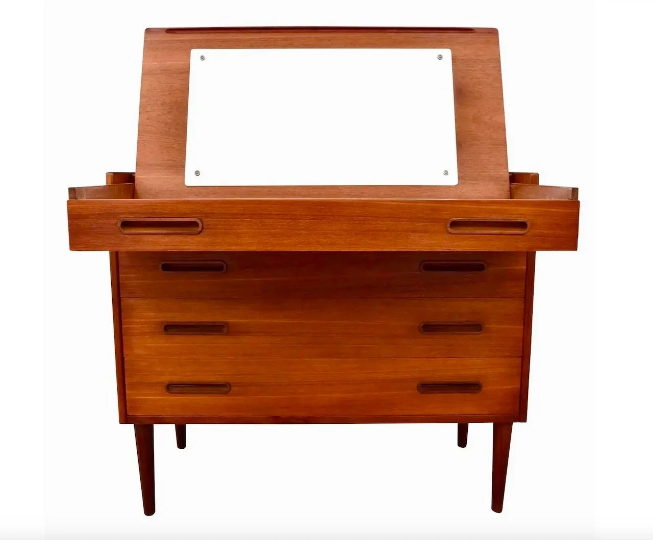 Vintage Danish Mid Century Modern Teak Low Boy Dresser Vanity