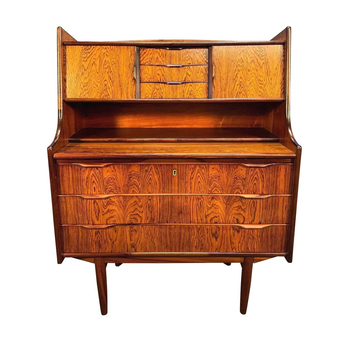 Vintage Danish Mid Century Modern Rosewood Secretary Desk