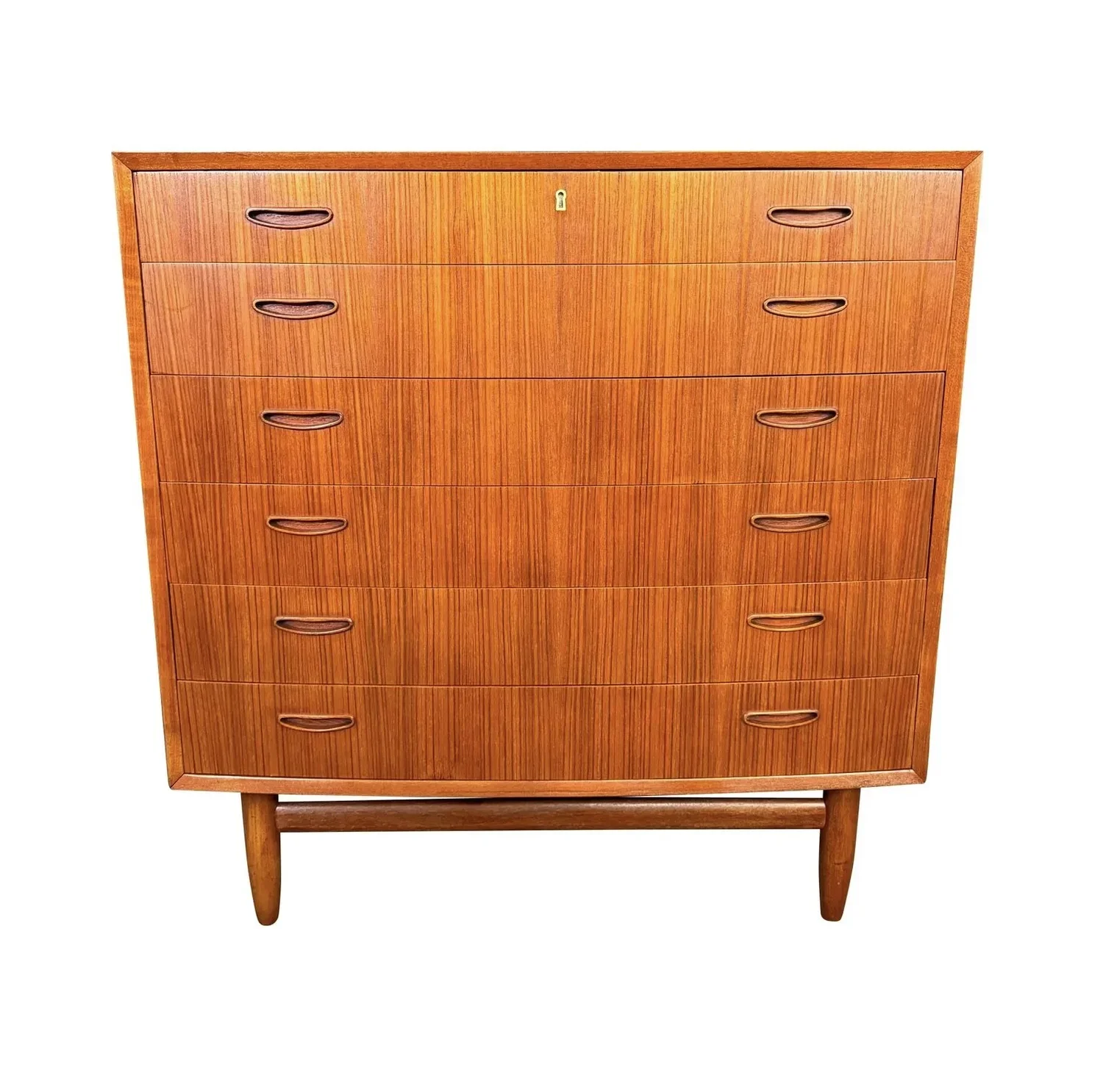 Vintage Danish Mid Century Modern Teak TallBoy Chest Of Drawers Dresser