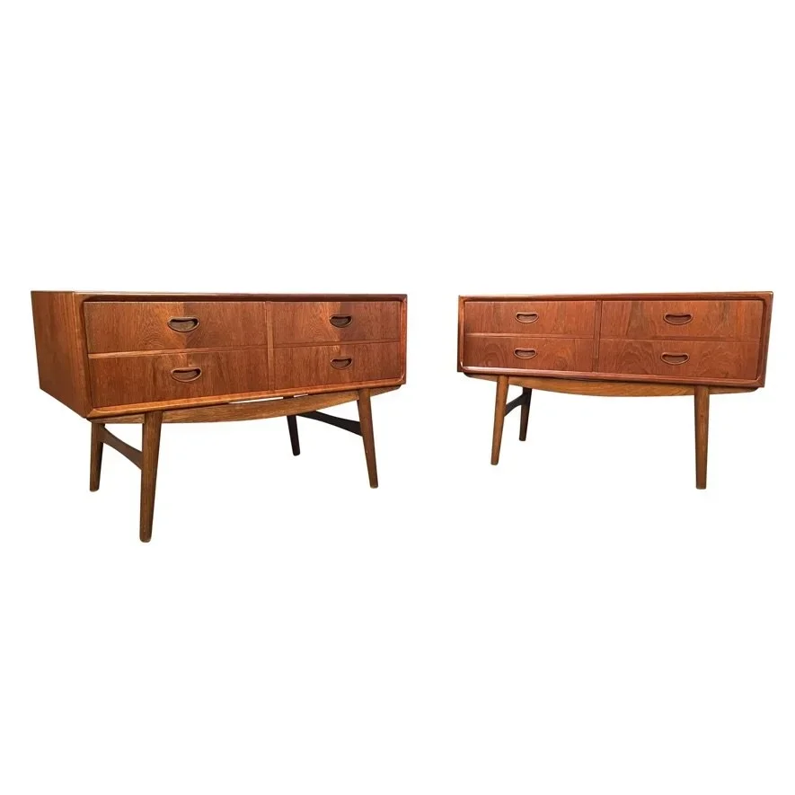 Pair Of Vintage Danish Mid Century Modern Teak Nightstands - End Tables In The Manner Of Peter Hvidt