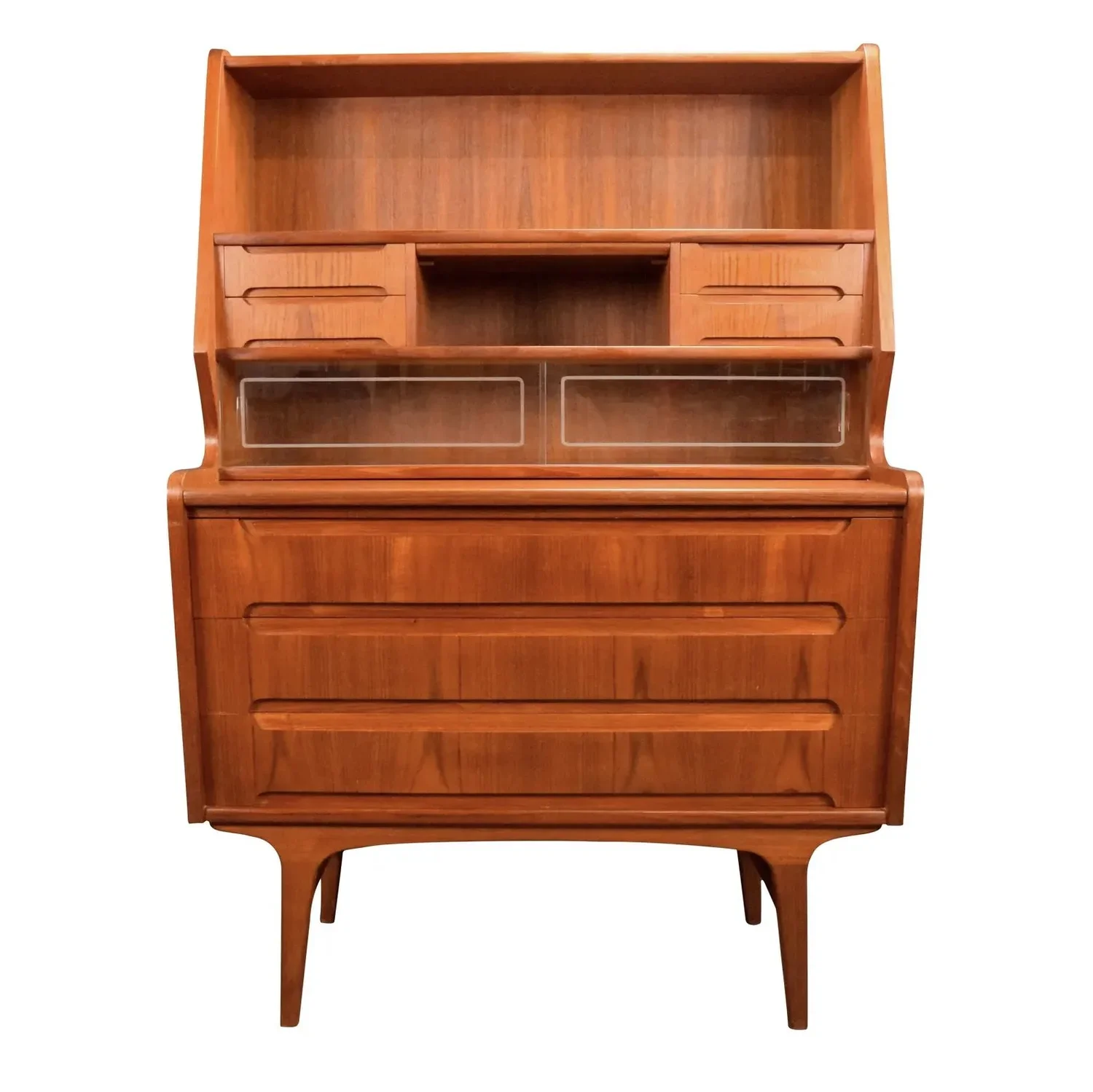 Vintage Danish Mid Century Modern Teak Secretary Desk