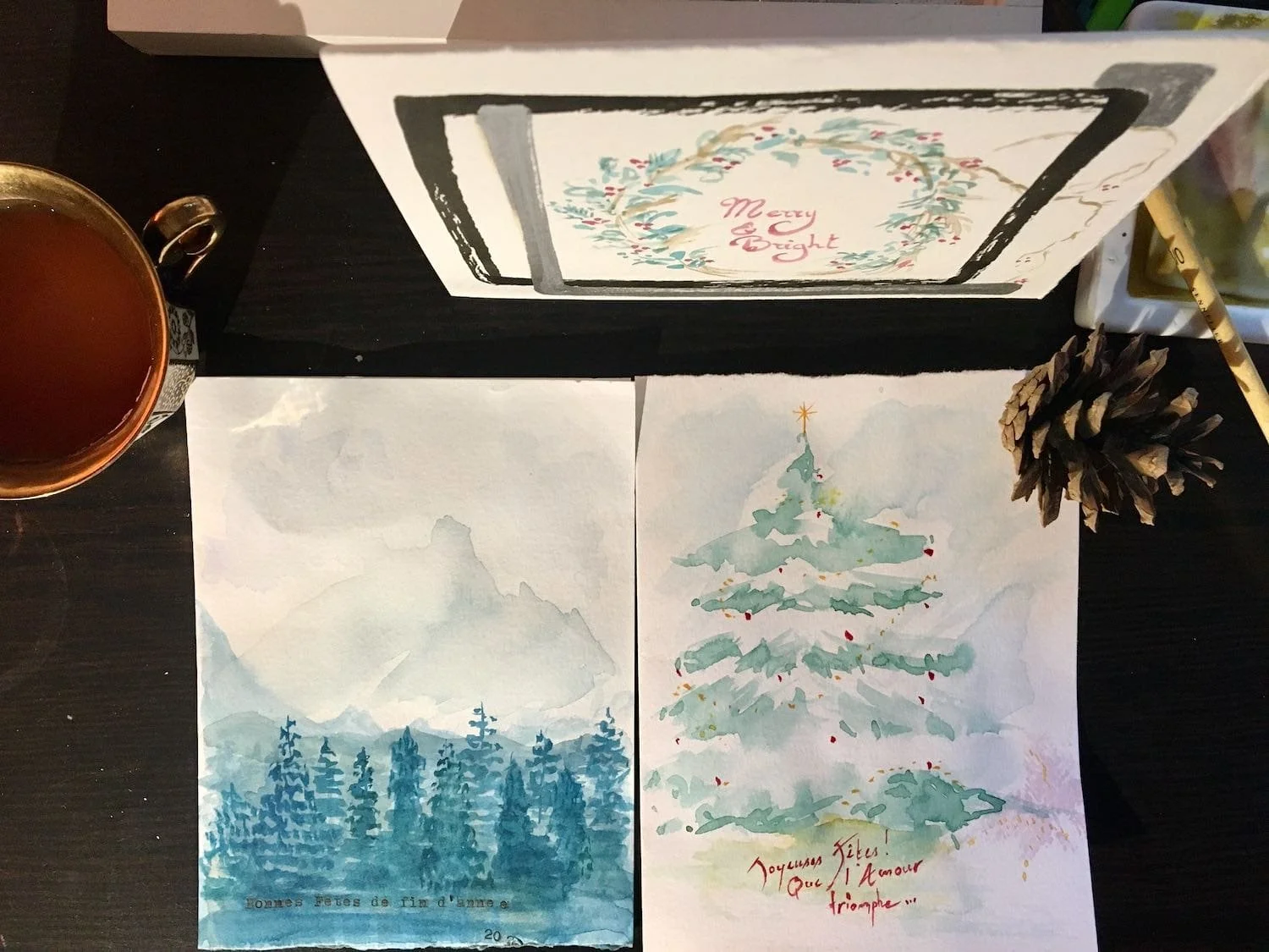  A handmade nature-themed holiday card created at a Hoyt Arboretum crafting workshop. 