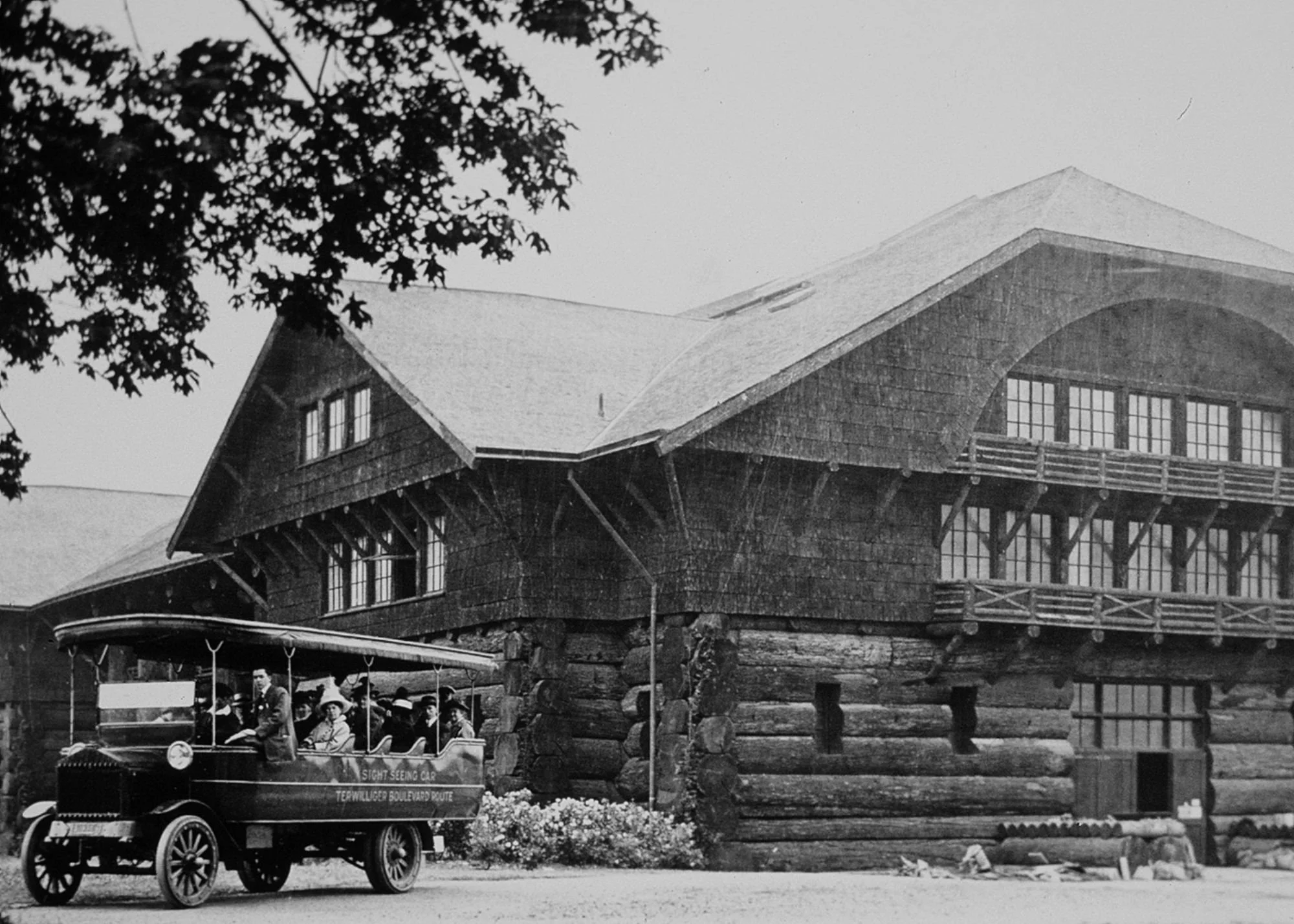 A historical photo of the World Forestry Center, next to the Center’s history.