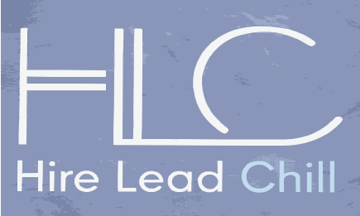 Logo with the text 'HLC Hire Lead Chill' in a modern font, with 'HLC' large at the top and the tagline underneath.