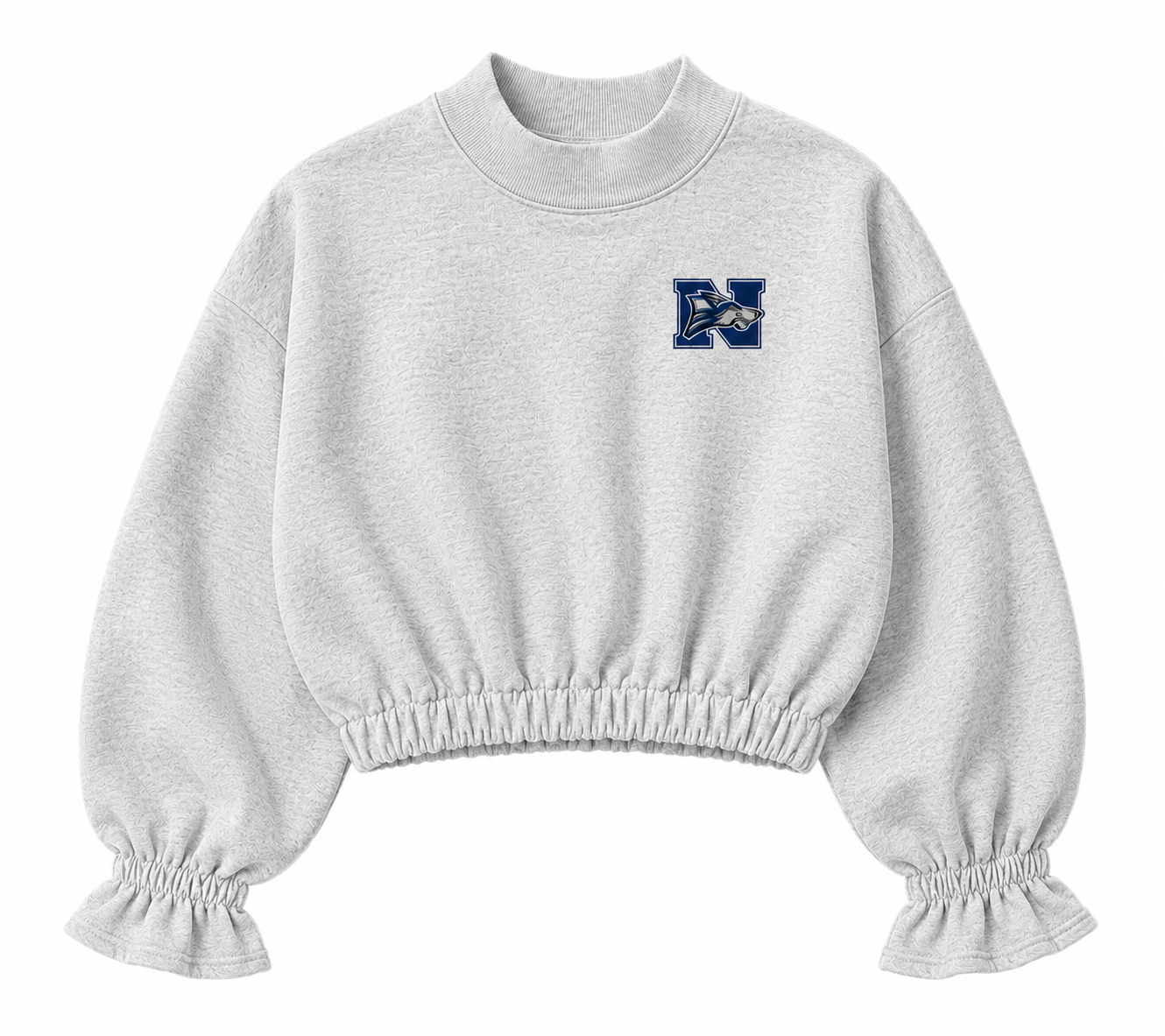 nphs ruffle mock neck crop sweatshirt | ash grey