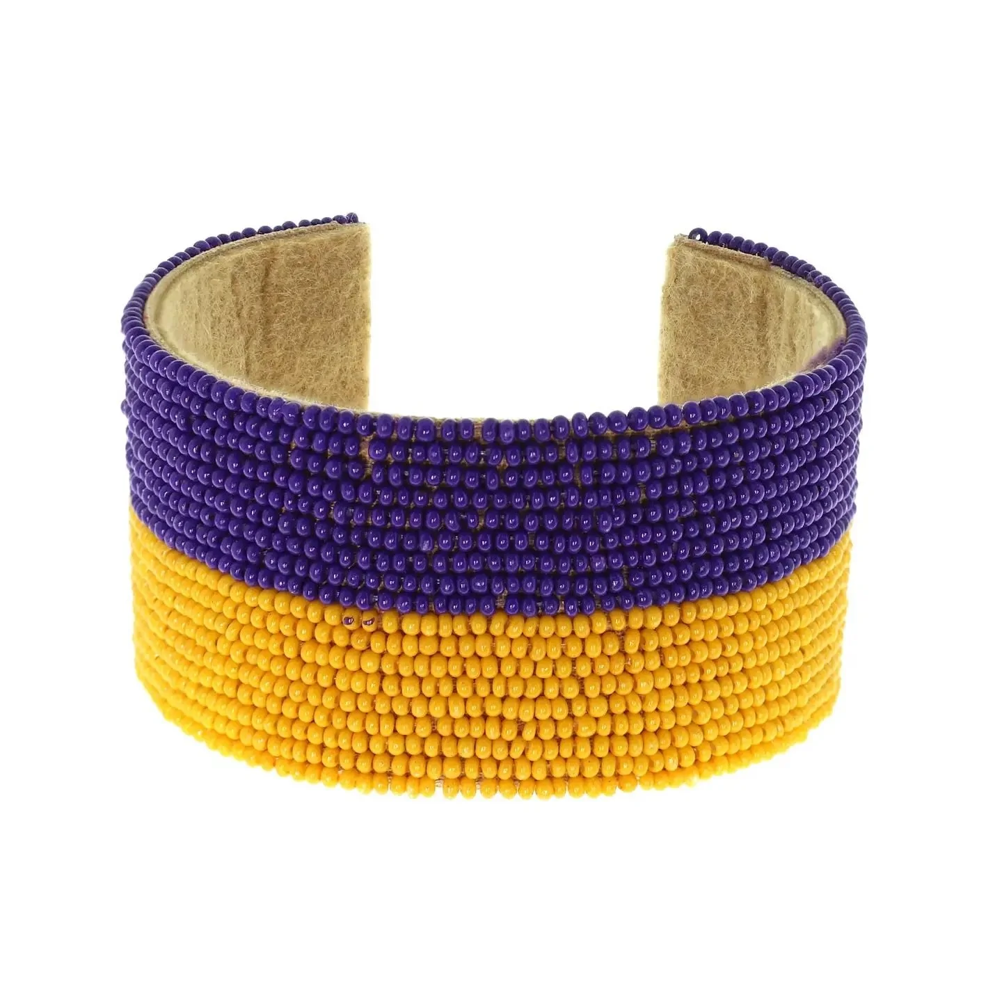 purple + gold beaded cuff bracelet