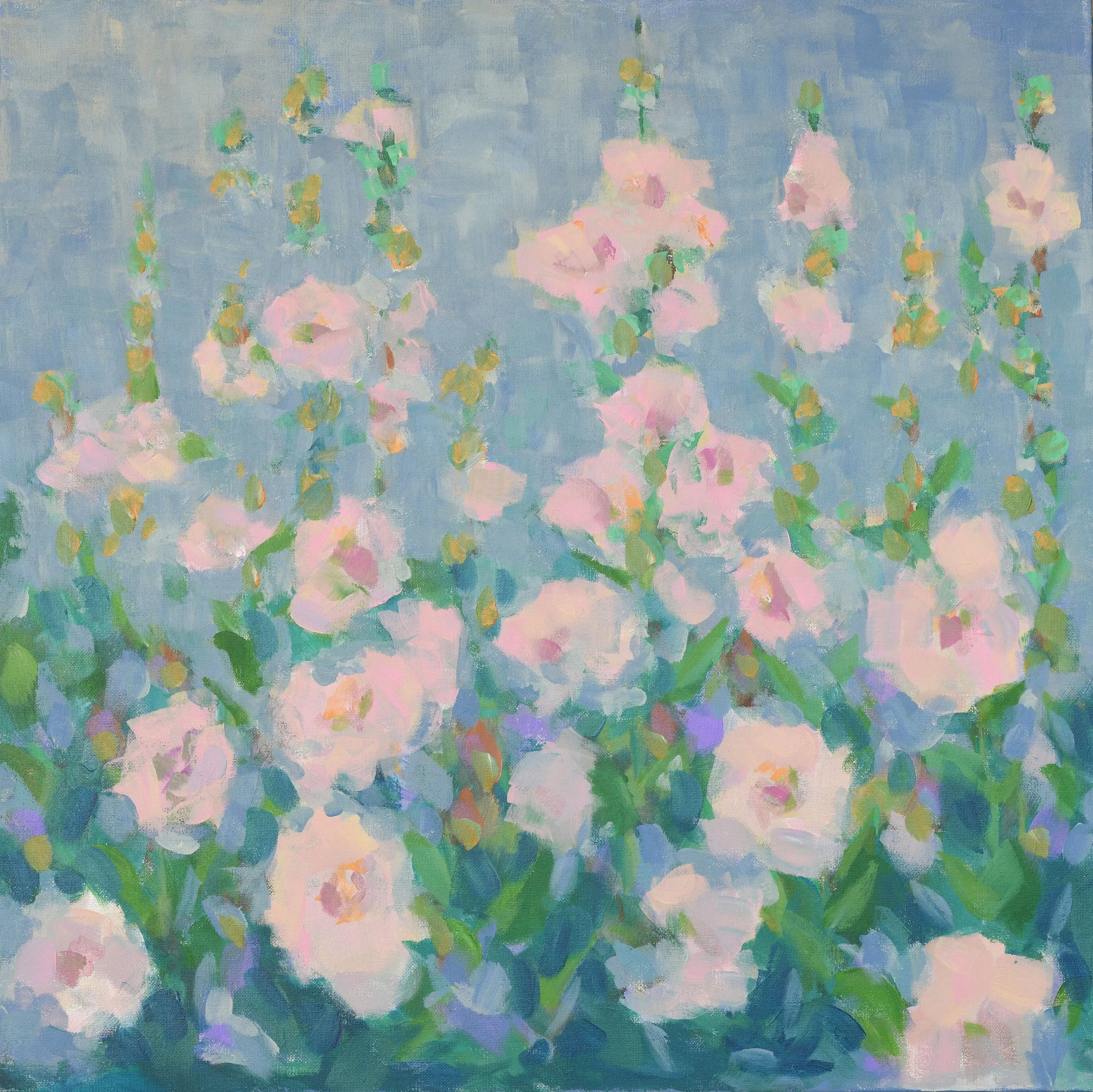 HollyHocks 24"x24", Fine Art Acrylic, SOLD
