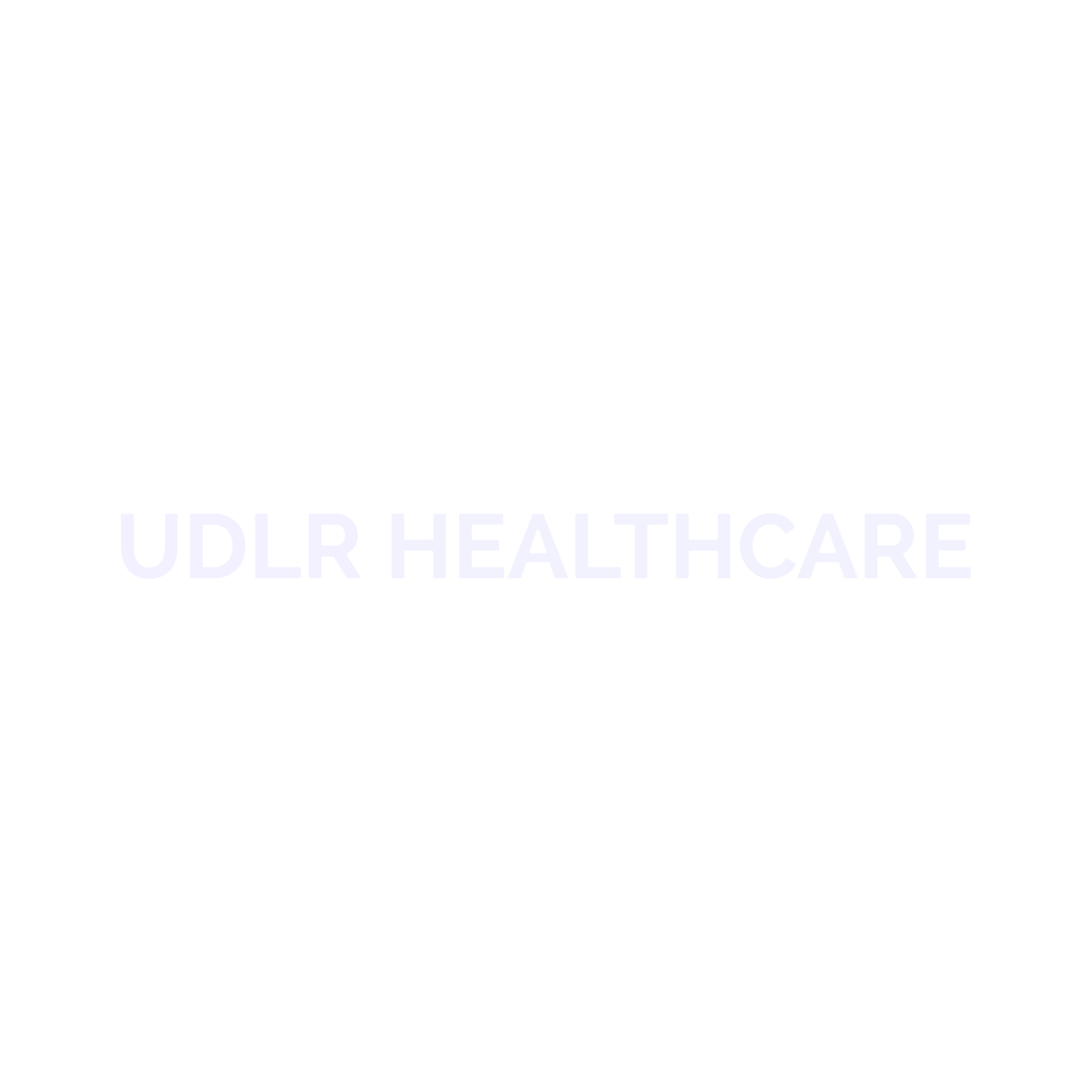 UDLR Healthcare logo with a black background and light purple text